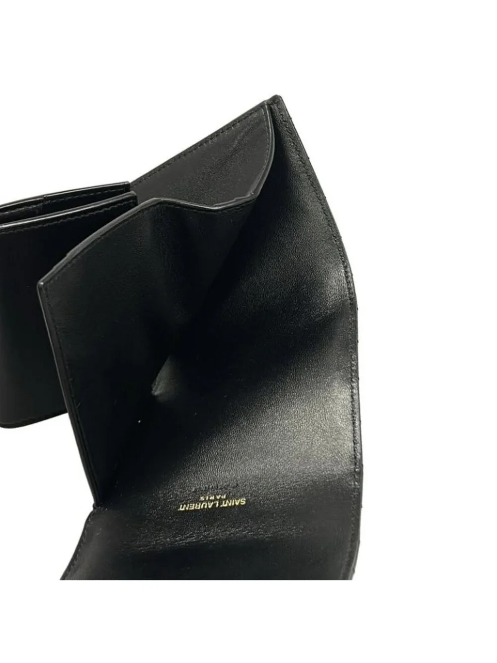 Saint Laurent Paris Trifold Wallet Cassandra Multi Fold Black Ysllogo Leather - Picture 4 of 12